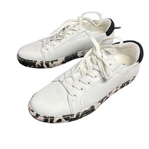 Kenneth Cole New York Women's Kam Accent Leather Sneaker 'Black/White' Size 7